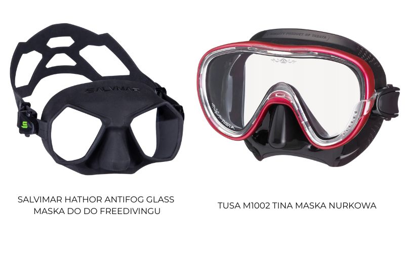 Maska do freedivingu i snorkellingu obok siebie