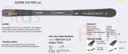 FISCHER 2026 NARTY ZJAZDOWE Damskie ASPIRE LITE SLR PRO + RS9 GW  P30625 (A30623+T41025)