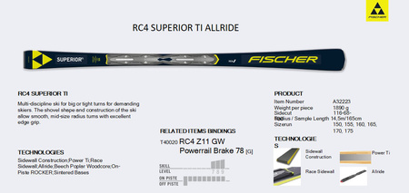 FISCHER 2025 NARTY ZJAZDOWE RC4 SUPERIOR TI AR + RC4 Z11 GW PR A32223