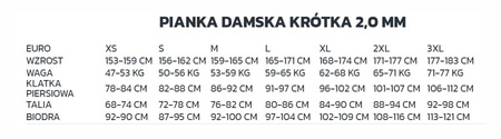 TUSA UA5307 BK PIANKA NURKOWA KRÓTKA SKAFANDER NEOPRENOWY 2,0 MM DAMSKA