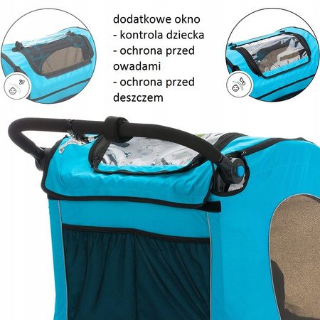 GUTO Przyczepka Rowerowa Jogger Wózek DELUXE ALU PRO 3w1 HOL dla 2 dzieci do 44kg