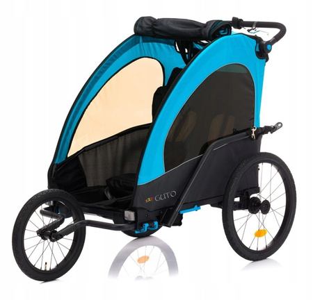 GUTO Przyczepka Rowerowa Jogger Wózek DELUXE ALU PRO 3w1 HOL dla 2 dzieci do 44kg