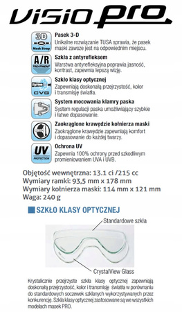 TUSA MASKA NURKOWA M110 SQB CR VISIO PRO UVA/B ML