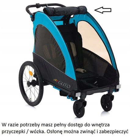 GUTO Przyczepka Rowerowa Jogger Wózek DELUXE ALU PRO 3w1 HOL dla 2 dzieci do 44kg