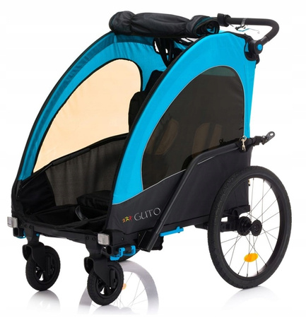 GUTO Przyczepka Rowerowa Jogger Wózek DELUXE ALU PRO 3w1 HOL dla 2 dzieci do 44kg