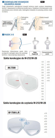 TUSA SZKŁA KOREKCYJNE MC-7500 DO MASKA NURKOWEJ M-212  M-28