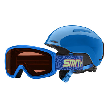 SMITH ZESTAW KASK na narty snowboard COMBO GLIDE JR + gogle SNOWDAY cobalt