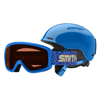SMITH ZESTAW KASK na narty snowboard COMBO GLIDE JR + gogle SNOWDAY cobalt